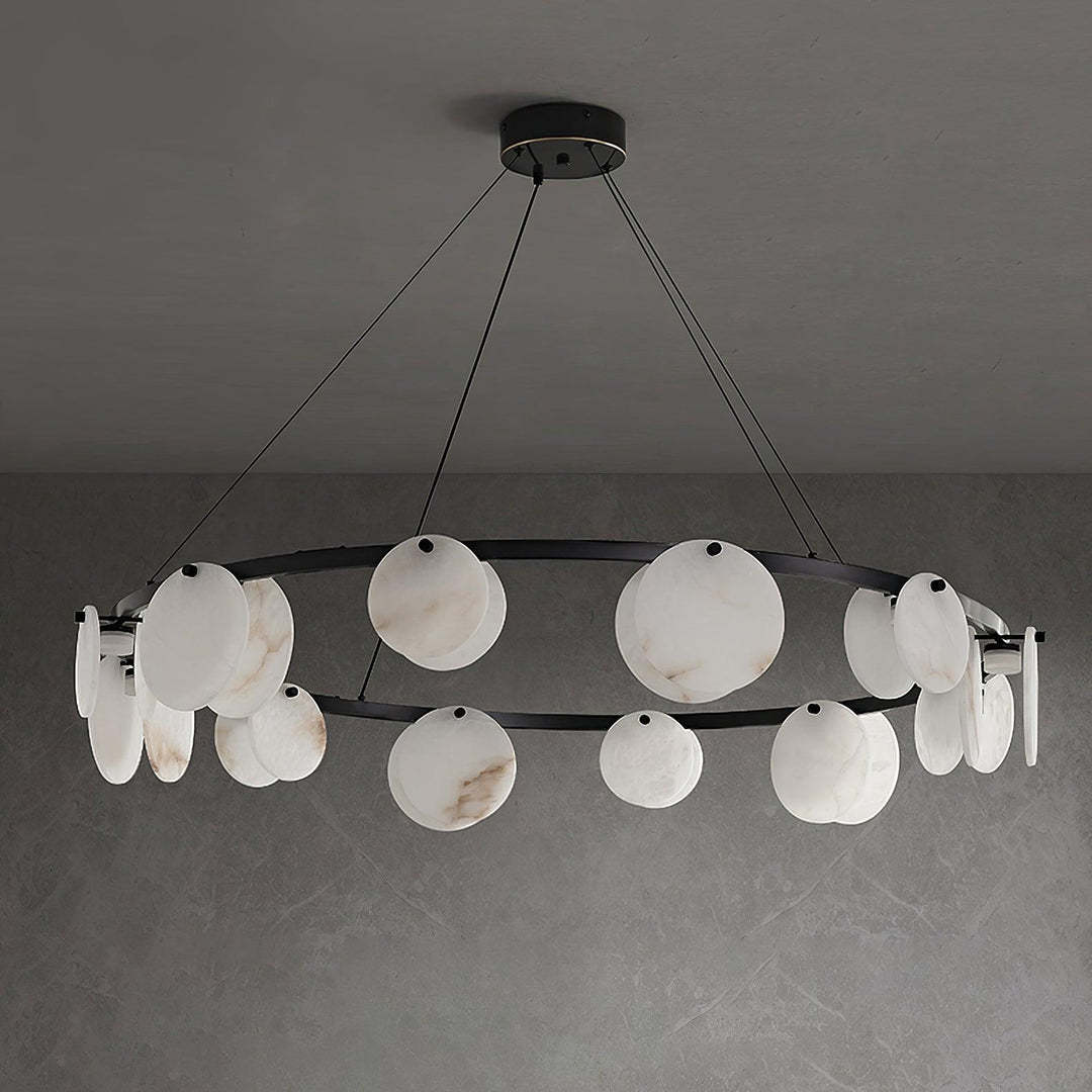 Jade Modern Alabaster Brass Chandelier Living Room Dining Room