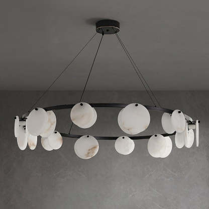 Jade Modern Alabaster Brass Chandelier Living Room Dining Room