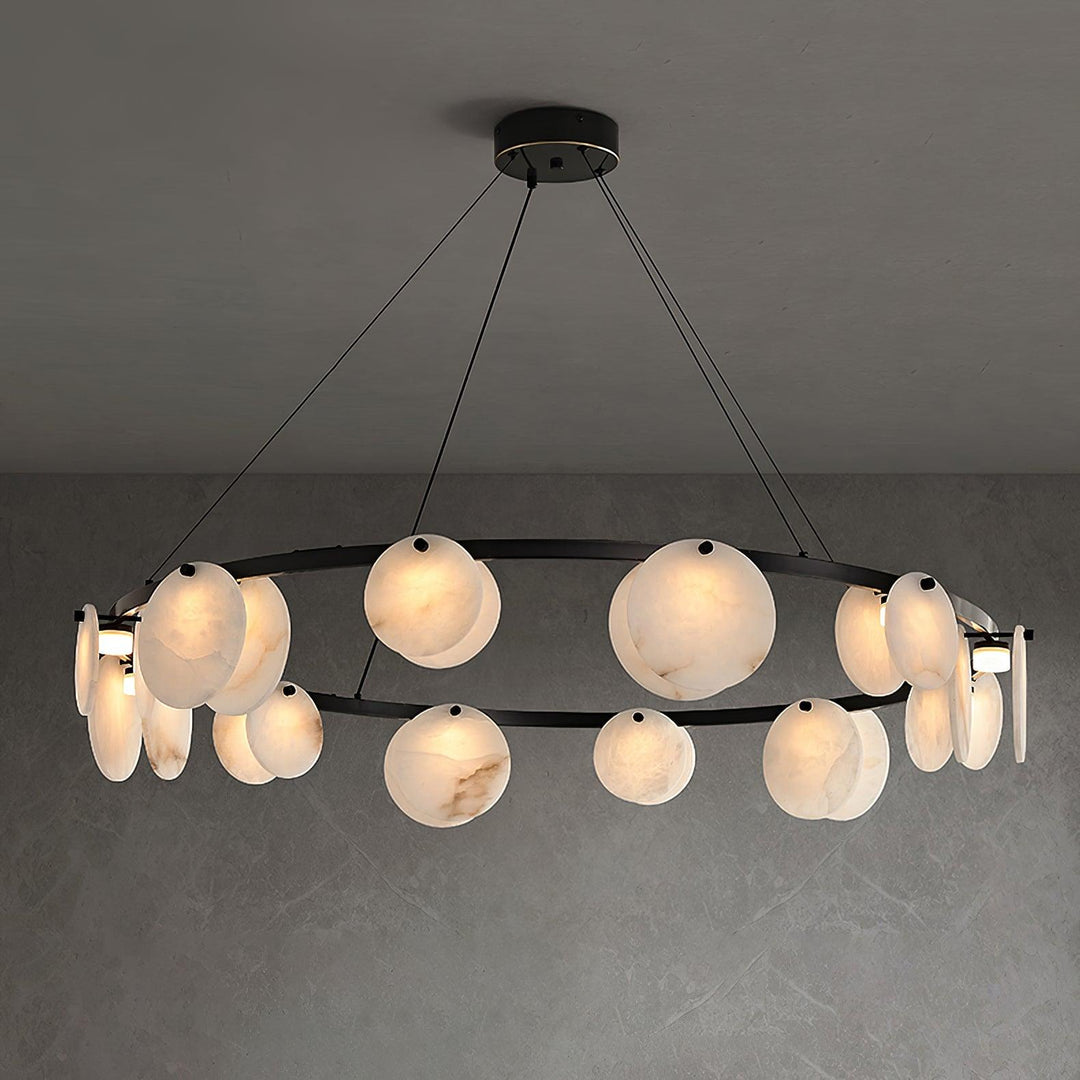 Jade Modern Alabaster Brass Chandelier Living Room Dining Room