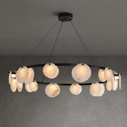 Jade Modern Alabaster Brass Chandelier Living Room Dining Room