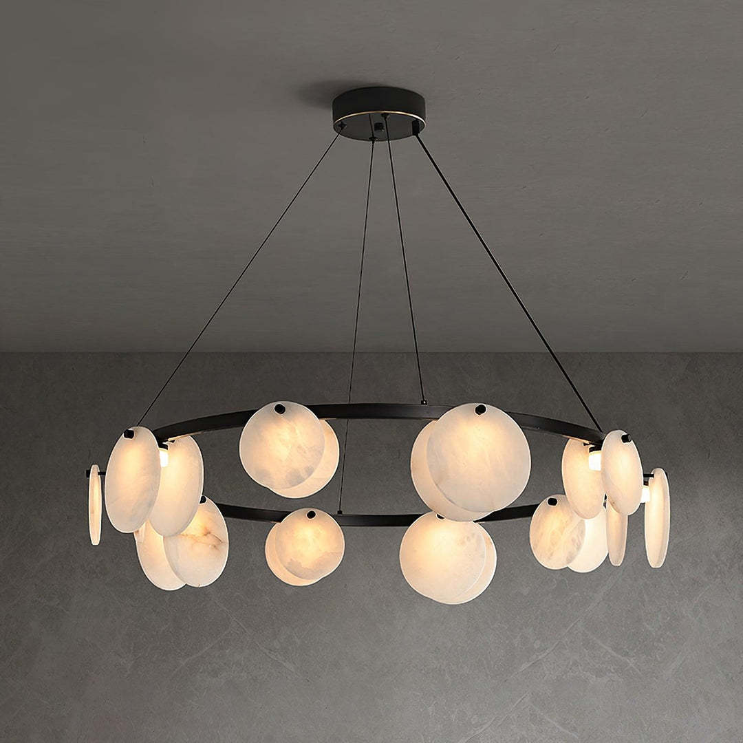 Chandelier Alabaster Brass Modern Living Room Dining Room | Las Sola
