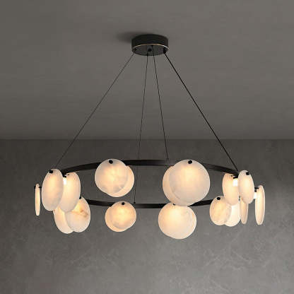 Jade Modern Alabaster Brass Chandelier Living Room Dining Room