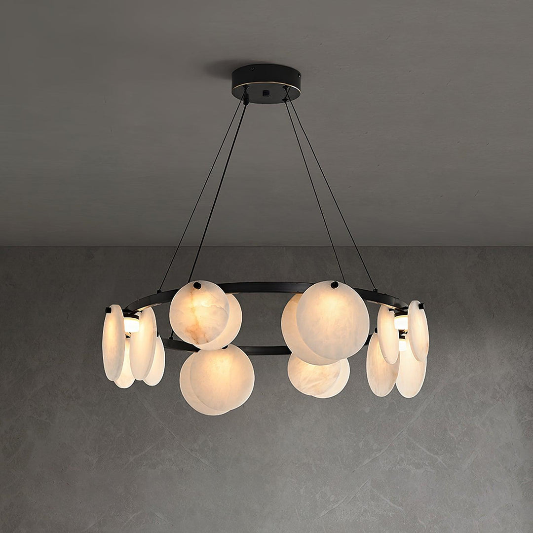 Jade Modern Alabaster Brass Chandelier Living Room Dining Room