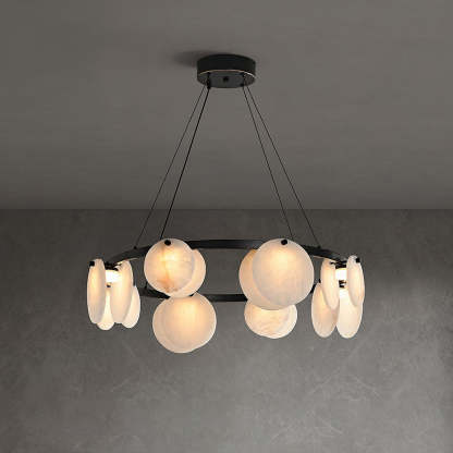 Jade Modern Alabaster Brass Chandelier Living Room Dining Room