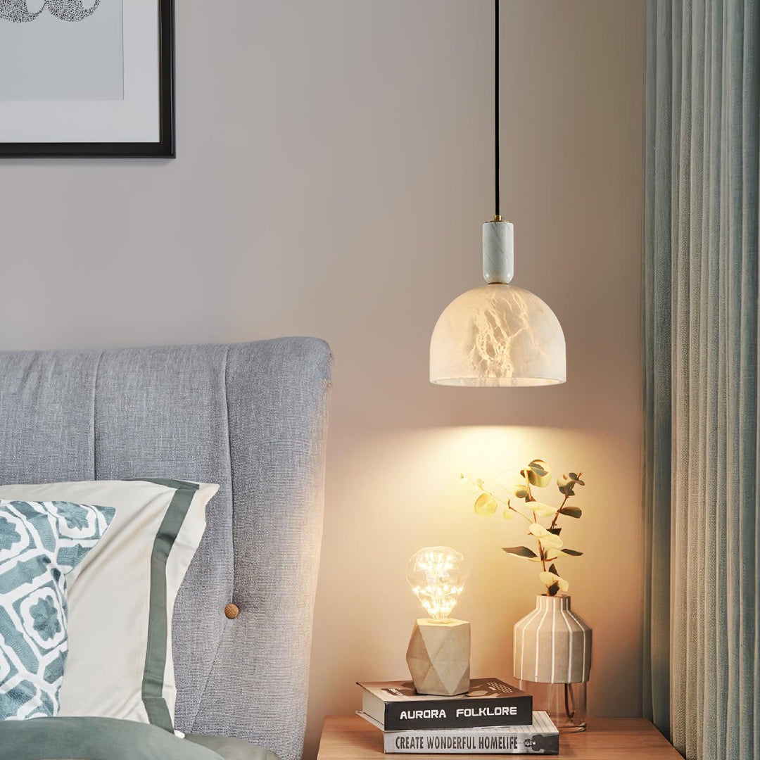 Jade Alabaster Brass Dome Modern Pendant Light Living Room Bedroom
