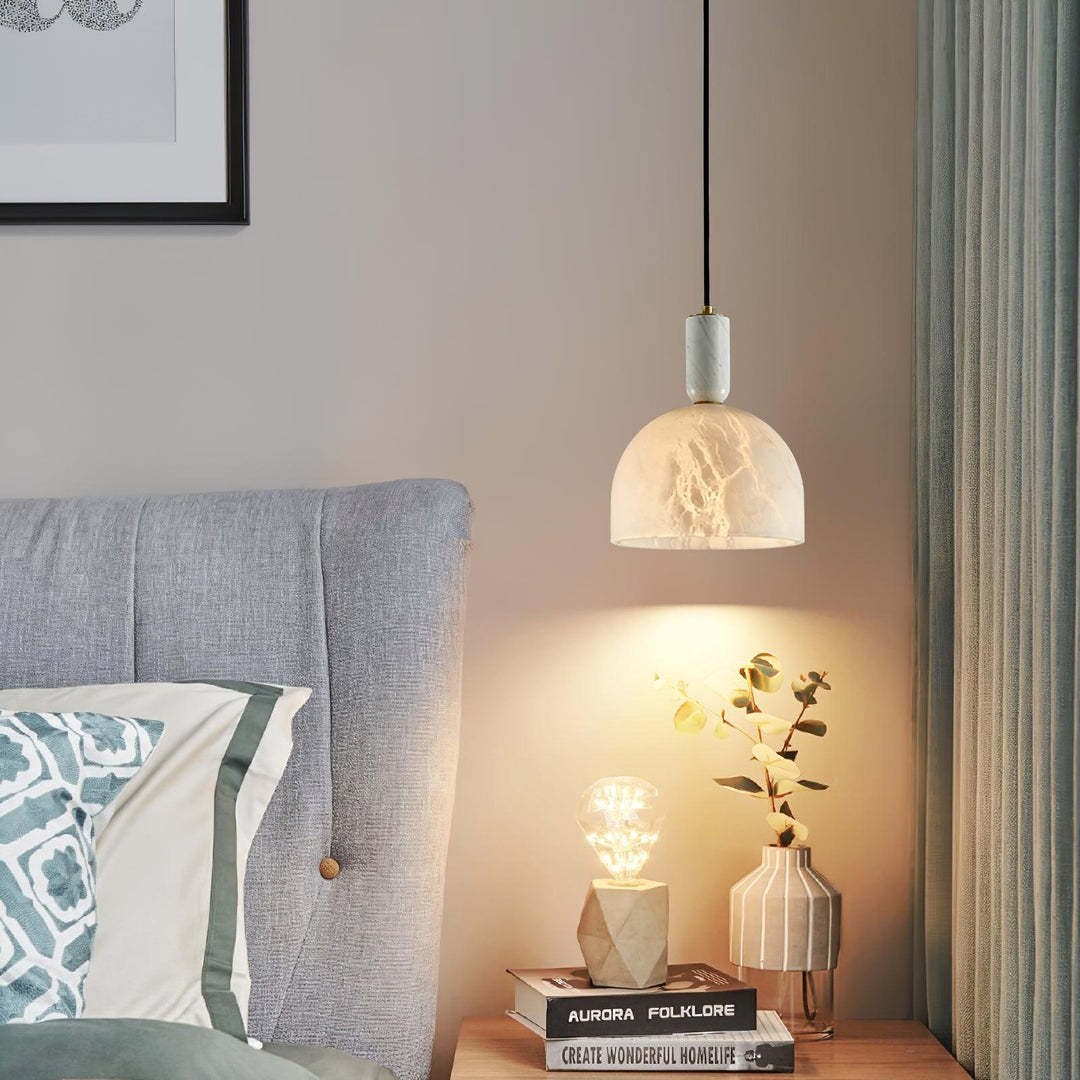 Jade Alabaster Brass Dome Modern Pendant Light Living Room Bedroom