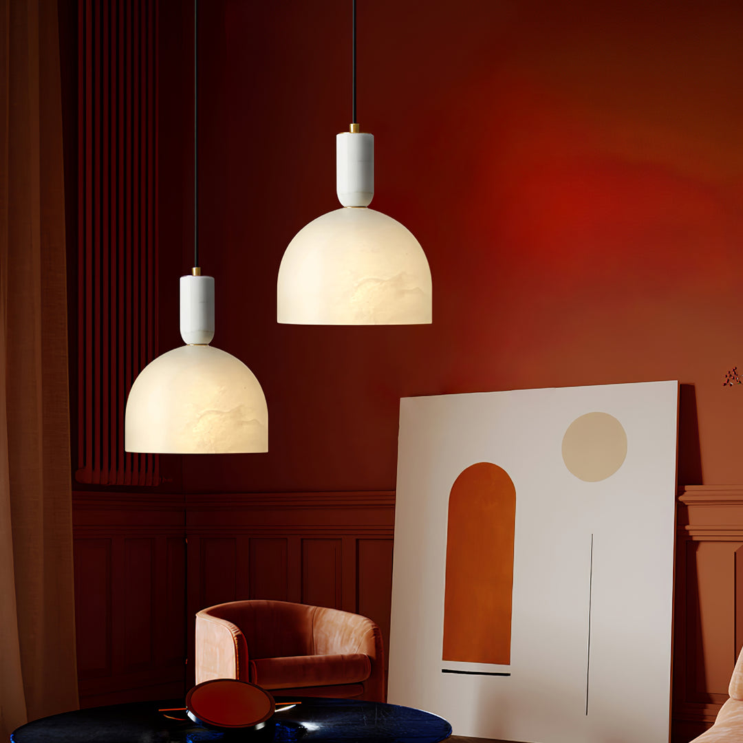 Jade Alabaster Brass Dome Modern Pendant Light Living Room Bedroom
