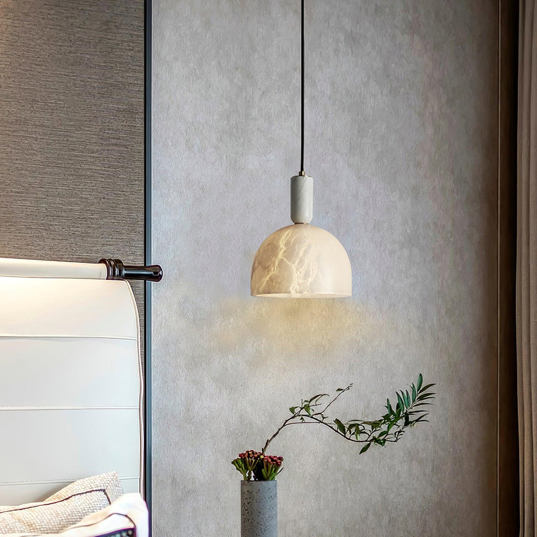 Jade Alabaster Brass Dome Modern Pendant Light Living Room Bedroom