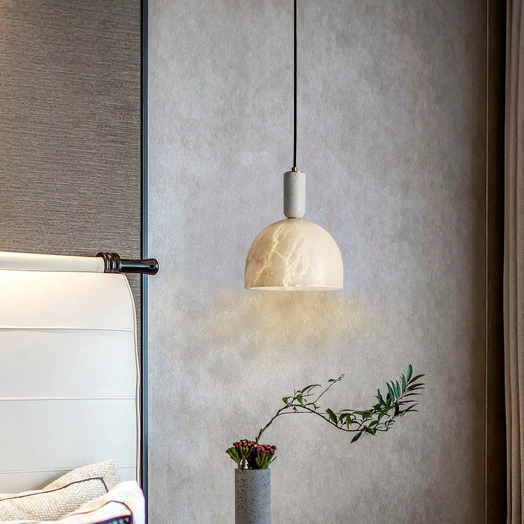 Pendant Light Alabaster Brass Dome Modern Living Room Bedroom | Las Sola