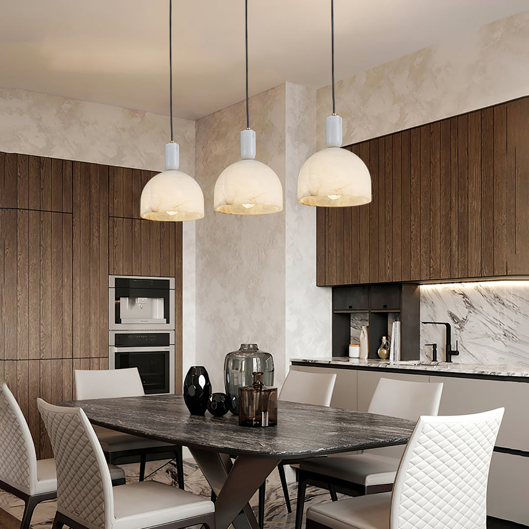 Jade Alabaster Brass Dome Modern Pendant Light Living Room Bedroom