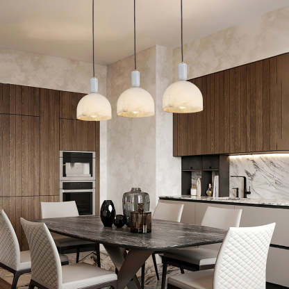 Jade Alabaster Brass Dome Modern Pendant Light Living Room Bedroom
