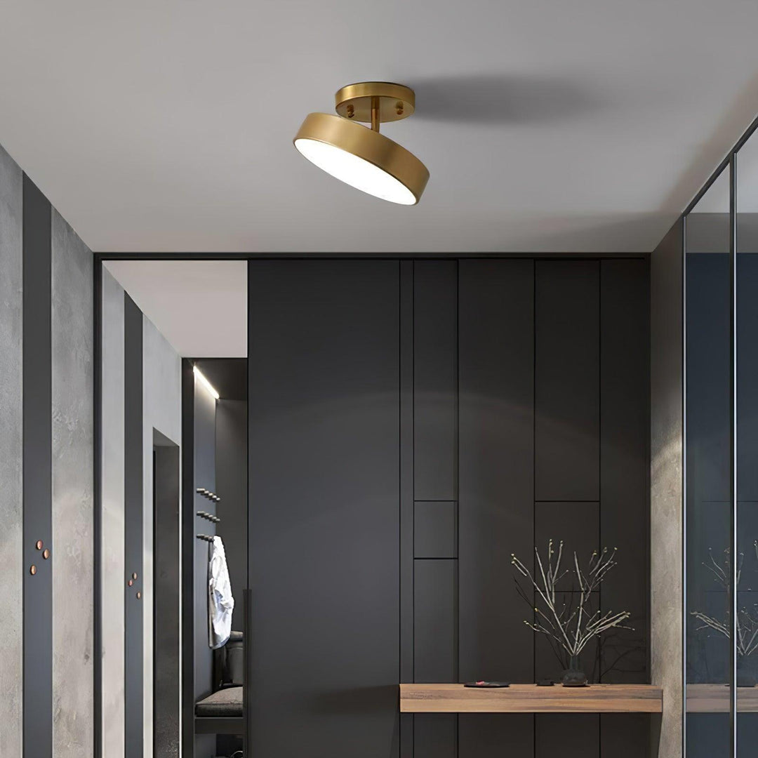 Edge Minimalism Round Metal Acrylic Brass Ceiling Light Living Room Hallway