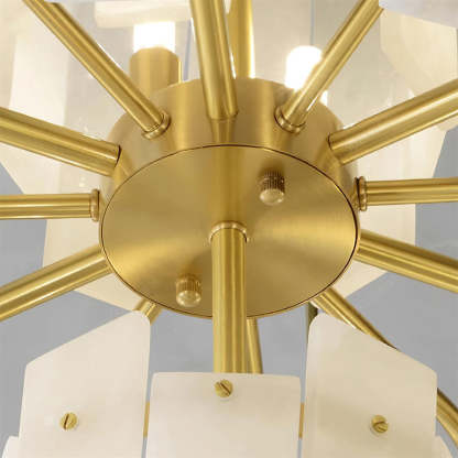 Jade Alabaster Brass Tiered Modern Chandelier Living Room Dining Room