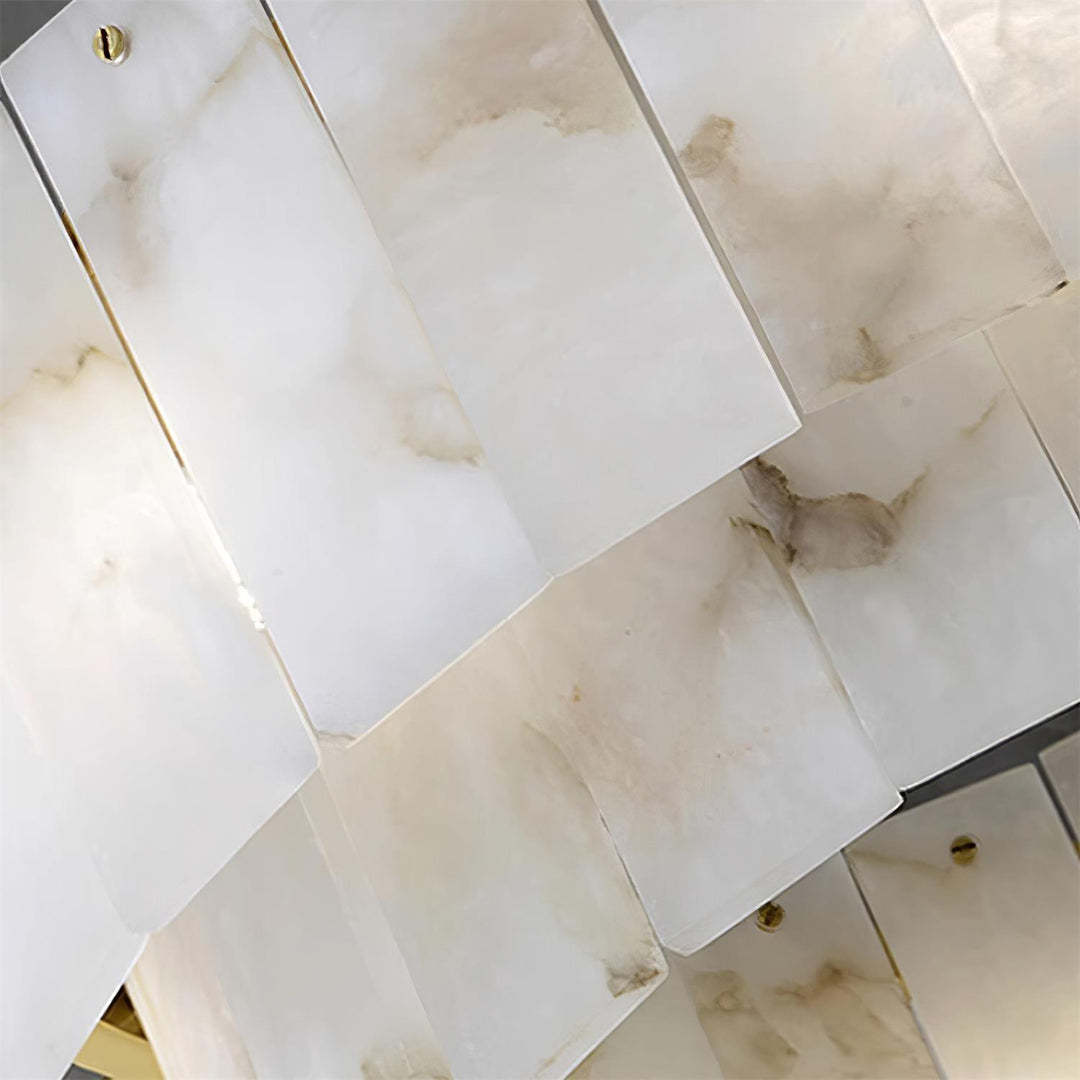 Jade Alabaster Brass Tiered Modern Chandelier Living Room Dining Room