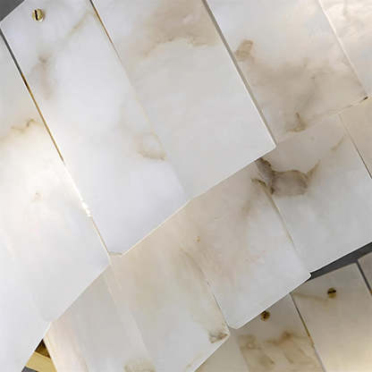 Jade Alabaster Brass Tiered Modern Chandelier Living Room Dining Room