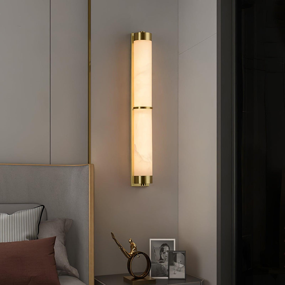 Jade Cylindra Alabaster Brass Wall Light Living Room Bedroom