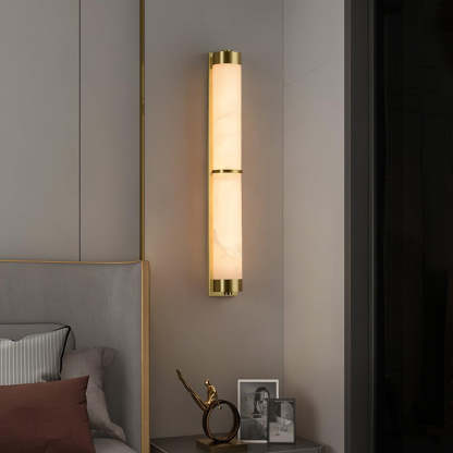 Jade Cylindra Alabaster Brass Wall Light Living Room Bedroom