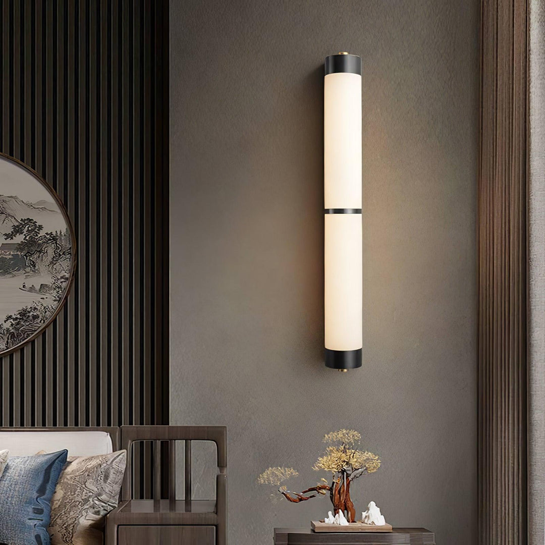 Jade Cylindra Alabaster Brass Wall Light Living Room Bedroom
