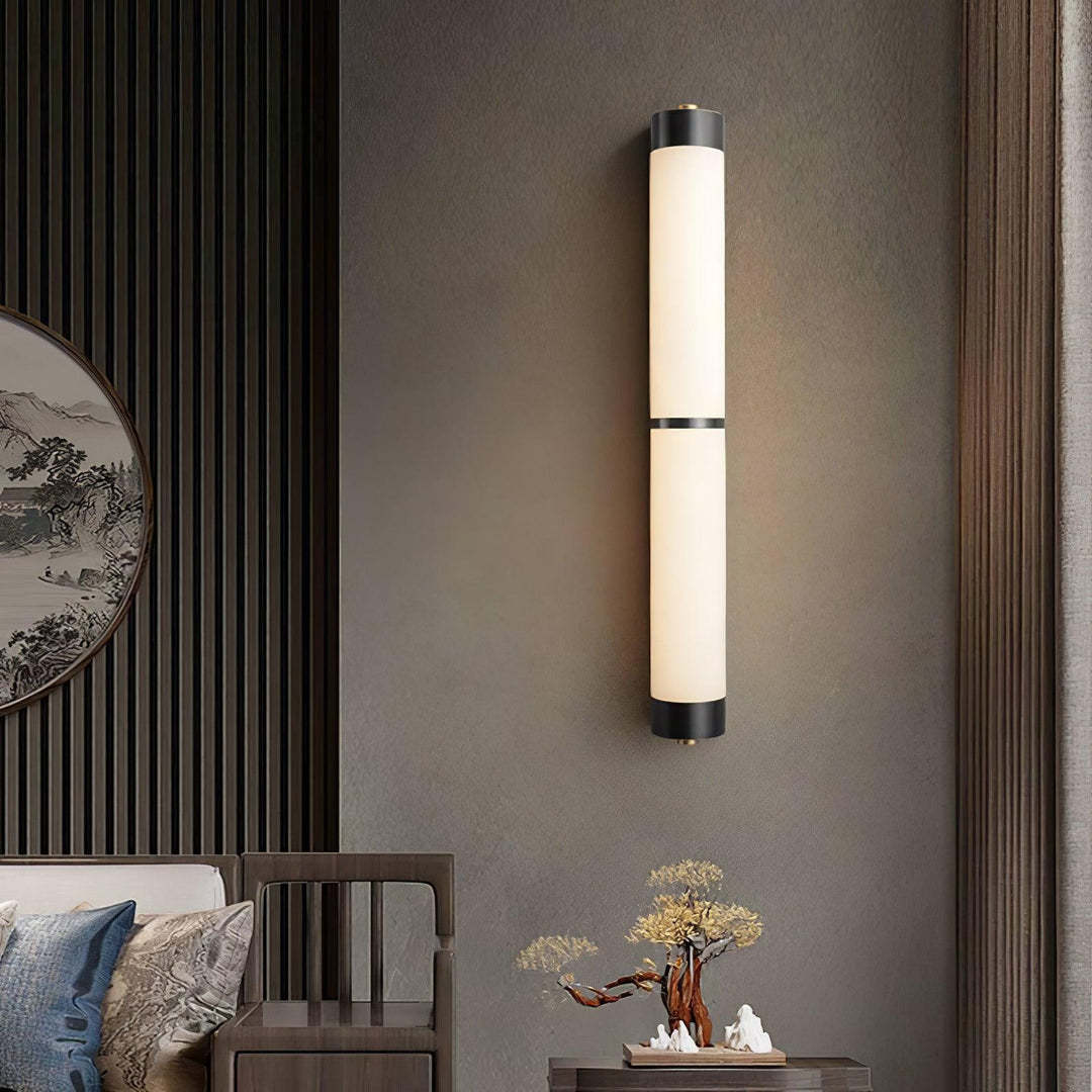 Jade Cylindra Alabaster Brass Wall Light Living Room Bedroom