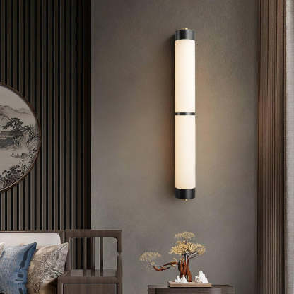 Jade Cylindra Alabaster Brass Wall Light Living Room Bedroom