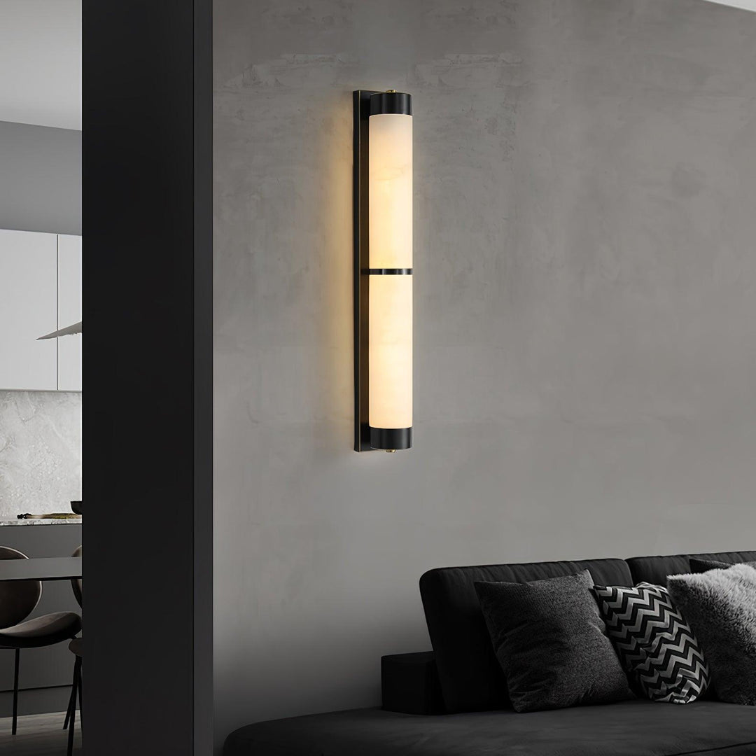 Jade Cylindra Alabaster Brass Wall Light Living Room Bedroom