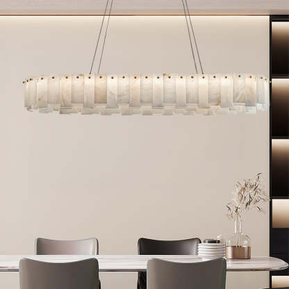 Jade Contemporary Alabaster Round Brass Chandelier Living Room