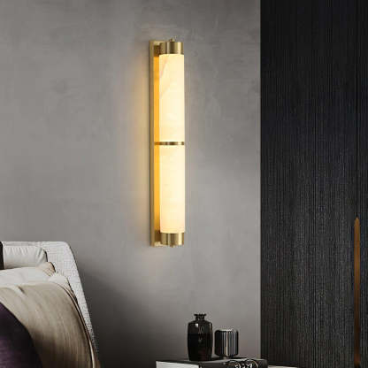 Jade Cylindra Alabaster Brass Wall Light Living Room Bedroom