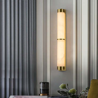 Jade Cylindra Alabaster Brass Wall Light Living Room Bedroom