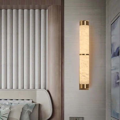 Jade Cylindra Alabaster Brass Wall Light Living Room Bedroom