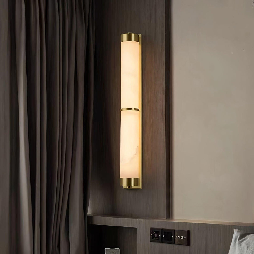 Jade Cylindra Alabaster Brass Wall Light Living Room Bedroom