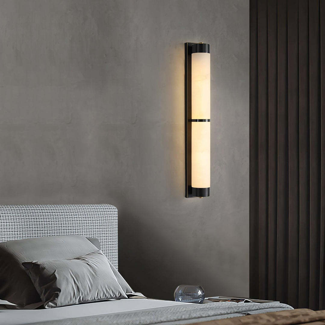 Jade Cylindra Alabaster Brass Wall Light Living Room Bedroom