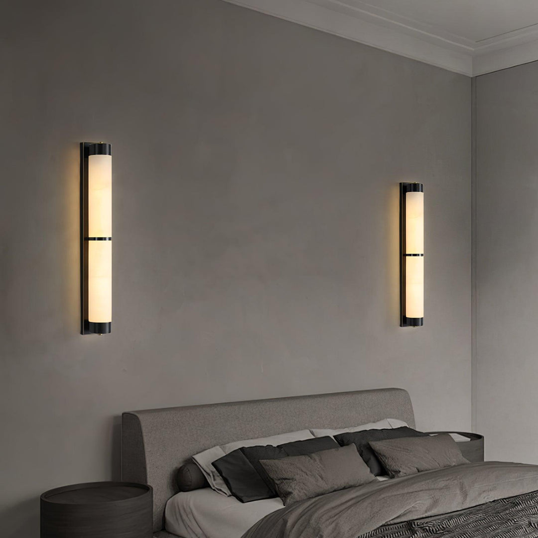 Jade Cylindra Alabaster Brass Wall Light Living Room Bedroom