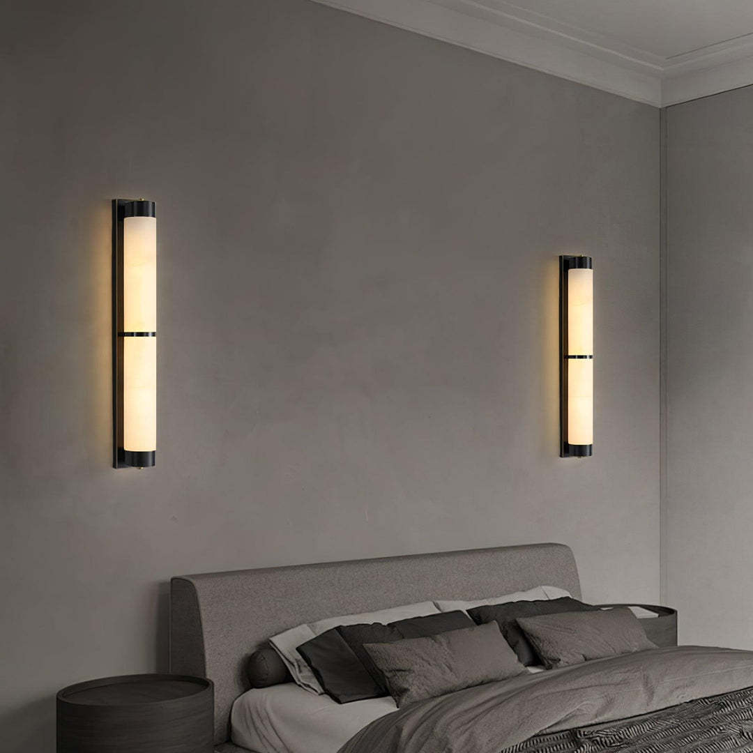 Jade Cylindra Alabaster Brass Wall Light Living Room Bedroom