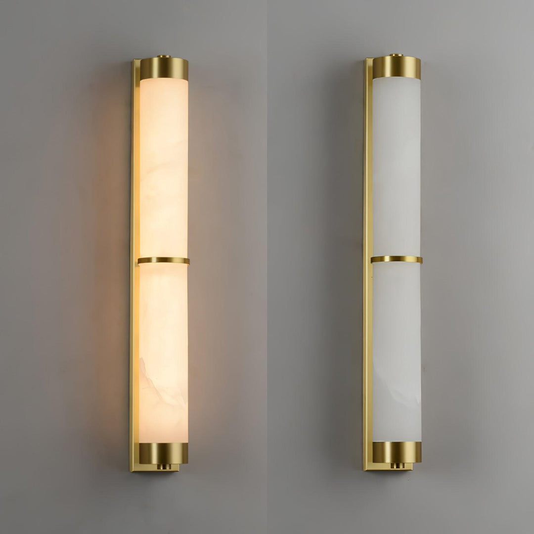Jade Cylindra Alabaster Brass Wall Light Living Room Bedroom