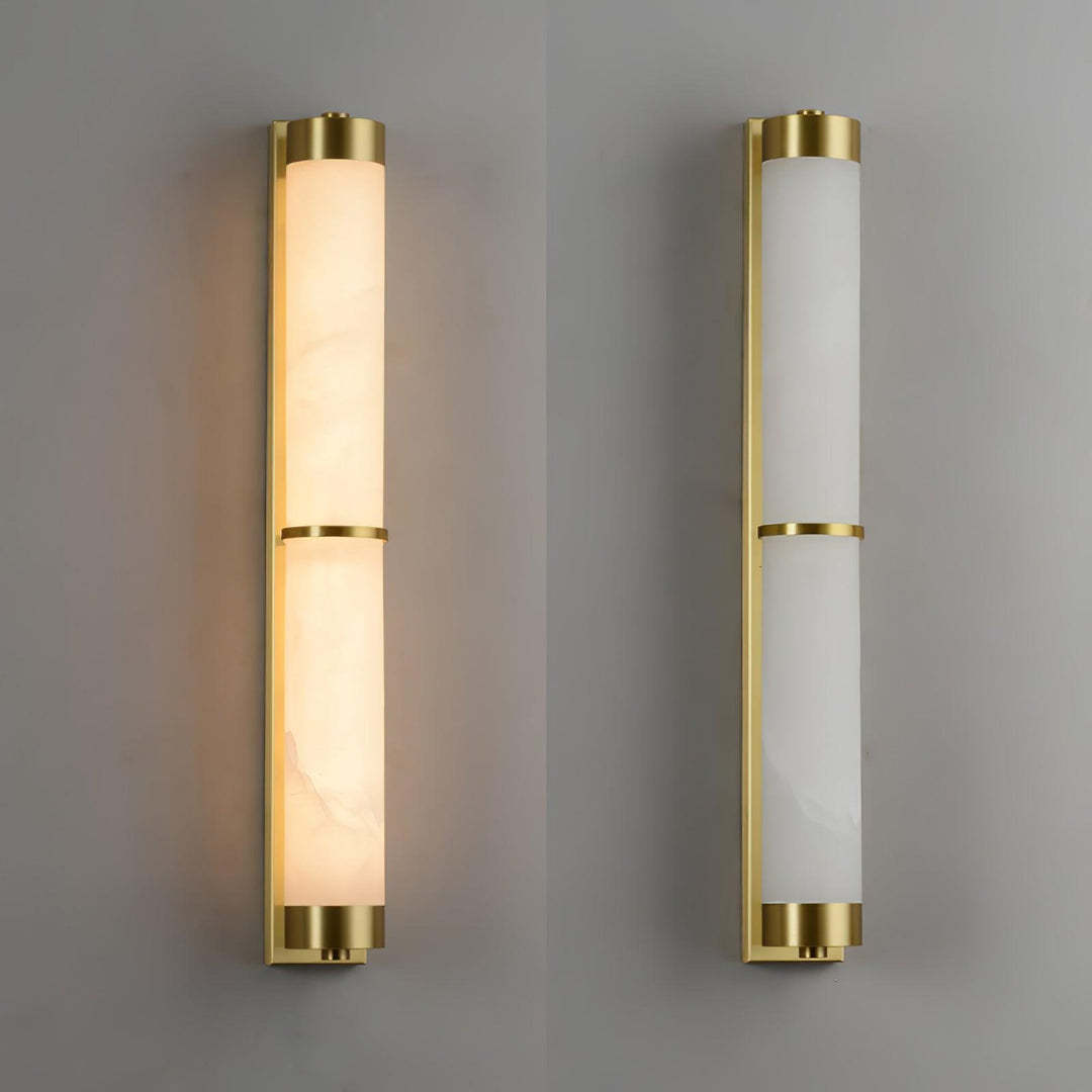Jade Cylindra Alabaster Brass Wall Light Living Room Bedroom