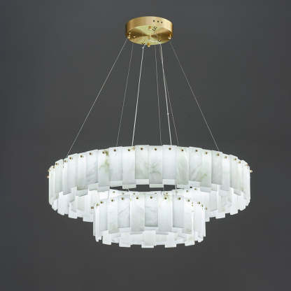 Jade Contemporary Alabaster Round Brass Chandelier Living Room