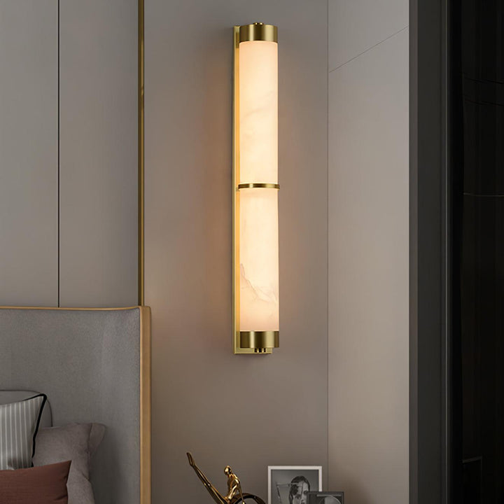Jade Cylindra Alabaster Brass Wall Light Living Room Bedroom
