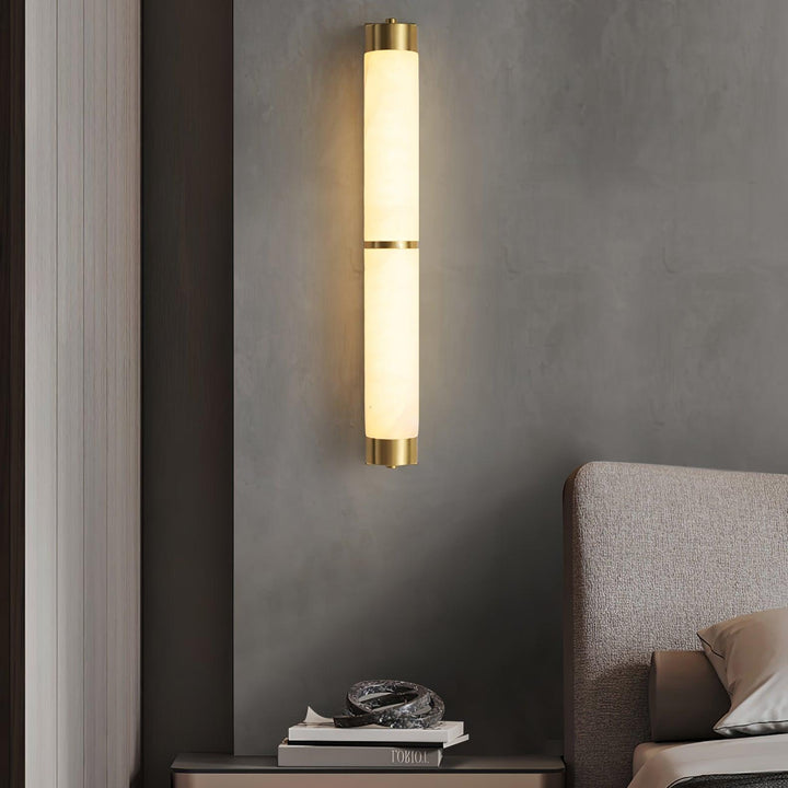 Jade Cylindra Alabaster Brass Wall Light Living Room Bedroom