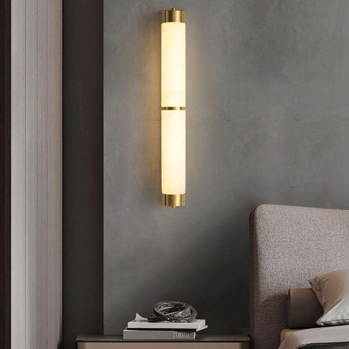 Jade Cylindra Alabaster Brass Wall Light Living Room Bedroom
