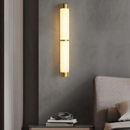 Jade Cylindra Alabaster Brass Wall Light Living Room Bedroom