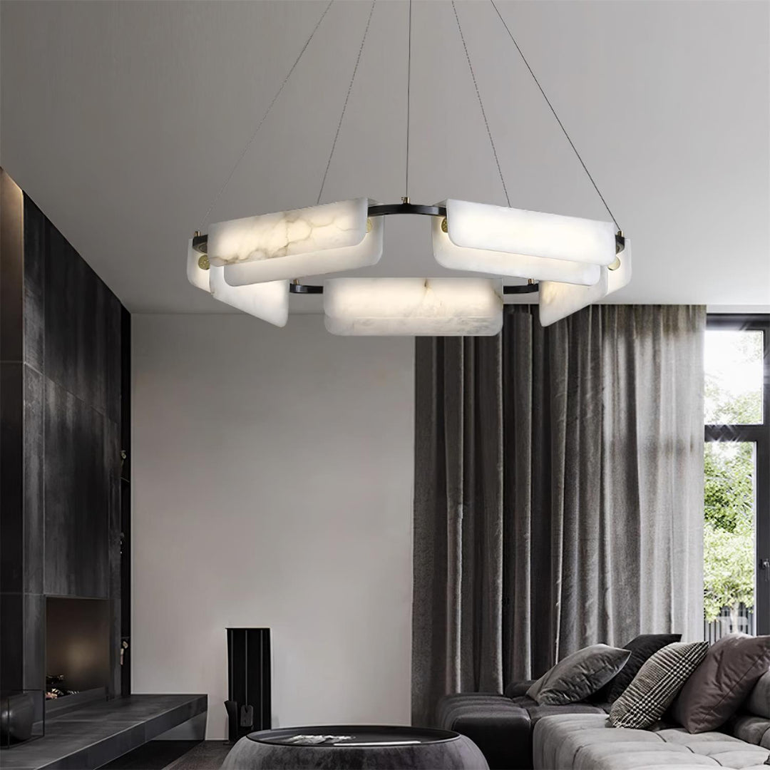 Jade Chandelier Modern Alabaster Metal Living Room Dining Room
