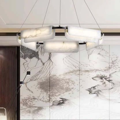 Jade Chandelier Modern Alabaster Metal Living Room Dining Room