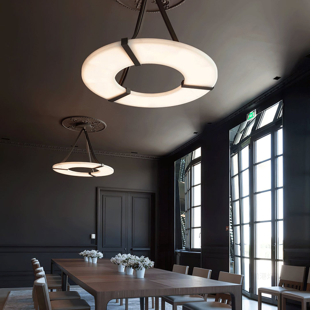 Jade Modern Alabaster Circular Pendant Light Living Room Dining Room