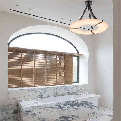 Jade Modern Alabaster Circular Pendant Light Living Room Dining Room