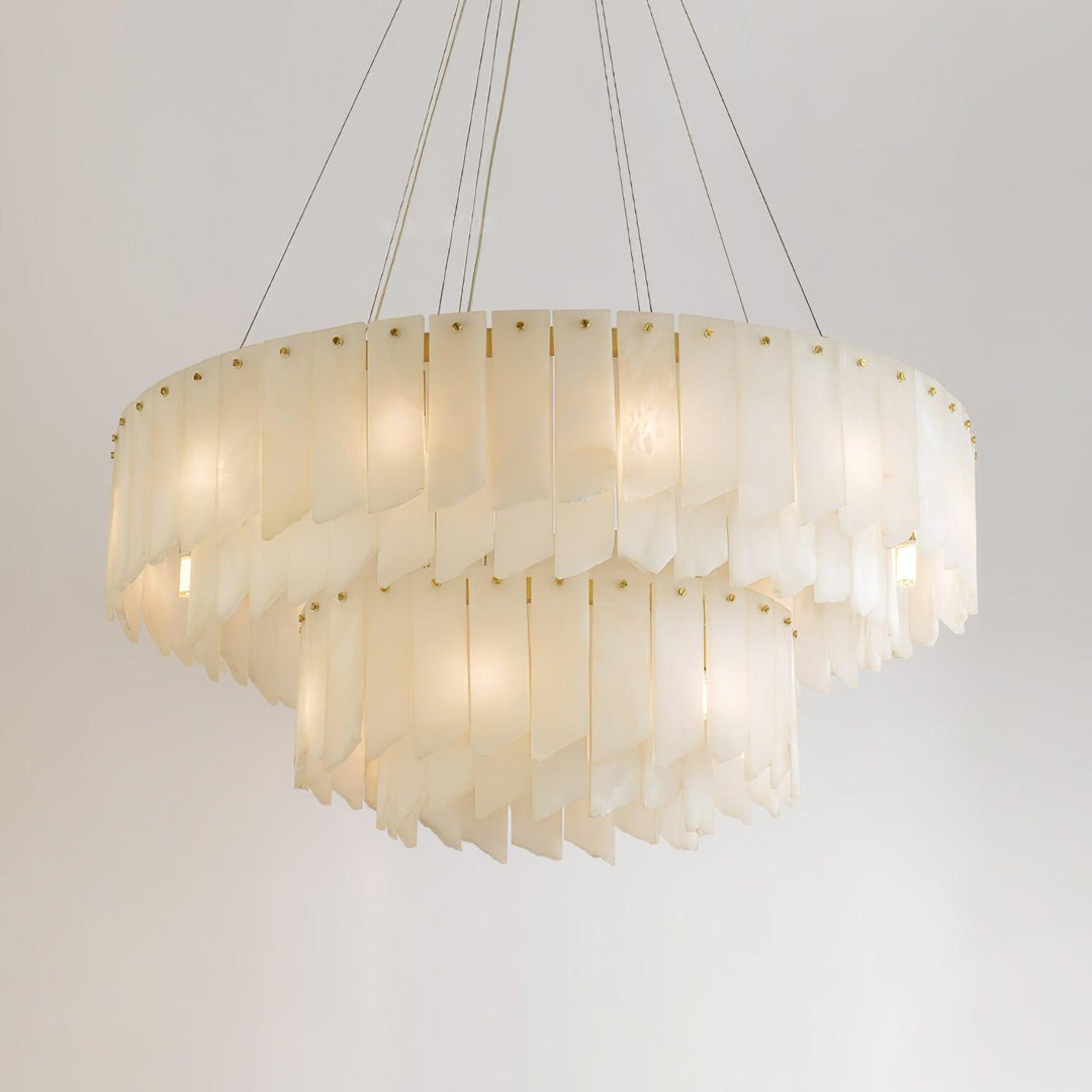 Jade Alabaster Cascade Tiered Chandelier Living Room Dining Room