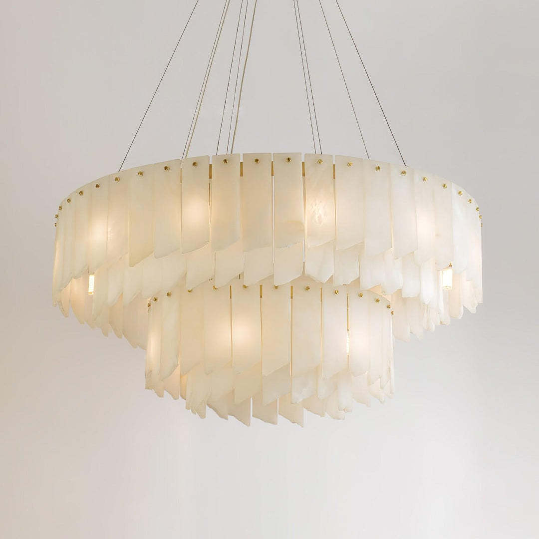 Chandelier Alabaster Cascade Tiered Living Room Dining Room | Las Sola