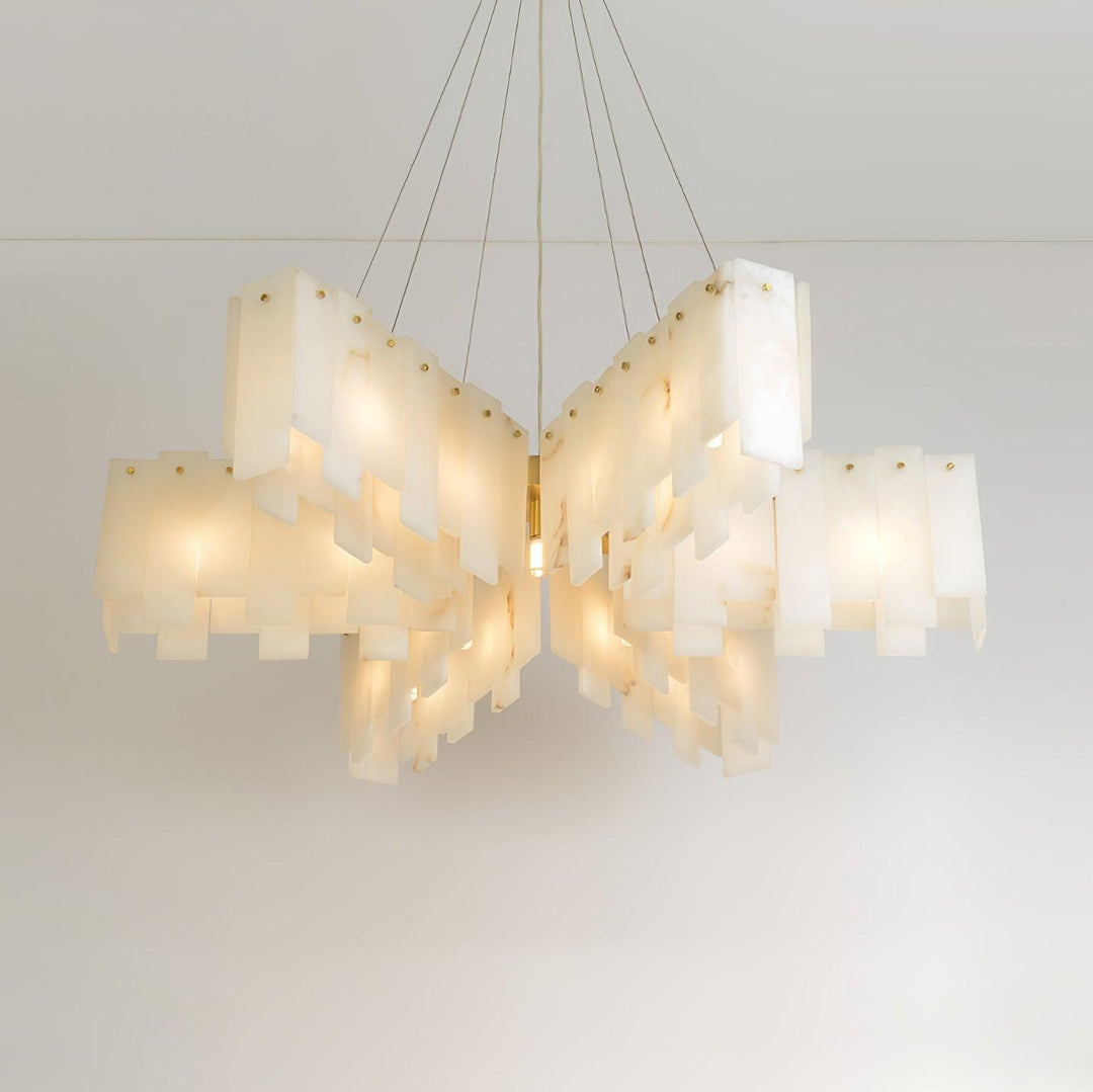 Jade Alabaster Cascade Tiered Chandelier Living Room Dining Room