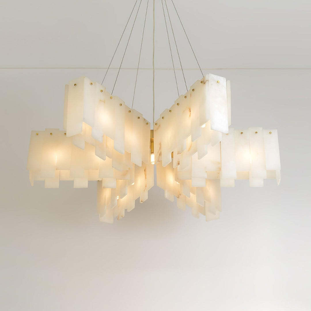 Jade Alabaster Cascade Tiered Chandelier Living Room Dining Room