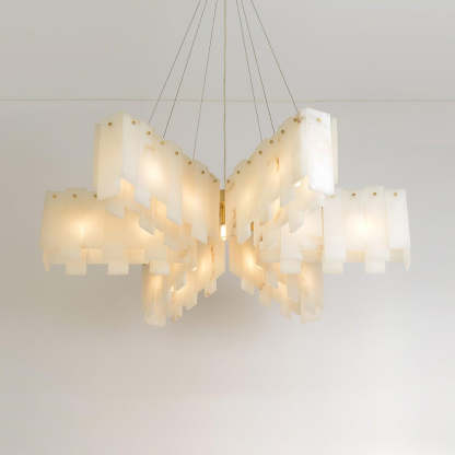 Jade Alabaster Cascade Tiered Chandelier Living Room Dining Room