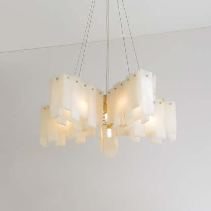 Jade Alabaster Cascade Tiered Chandelier Living Room Dining Room